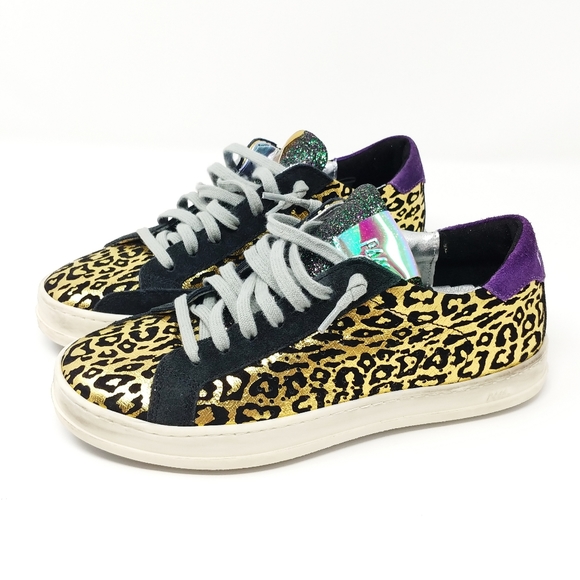P448 John Leopard Print Glitter Sneakers 36
